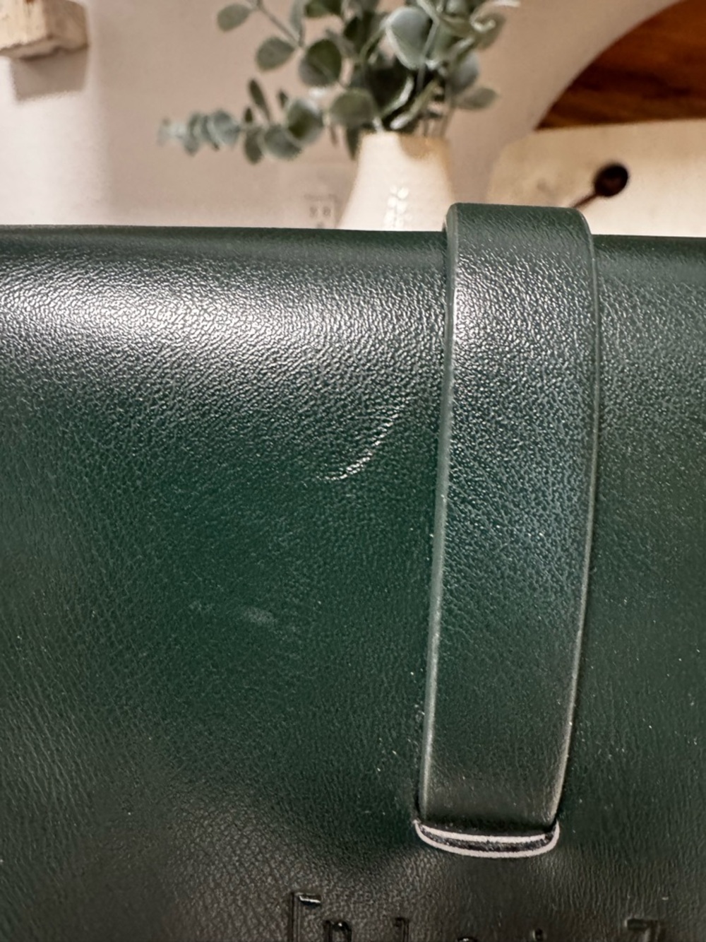 Dark Green Structured Crossbody Bag with Gold Hardware - Picture 4 of 6